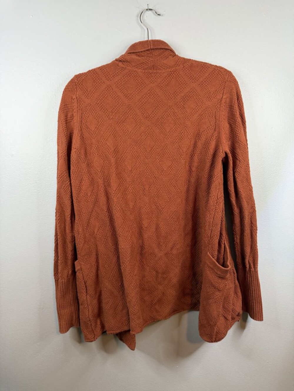 Market & Spruce Burnt Orange Open-Front Cardigan Sweater With Pockets Womens Siz - Picture 4 of 4
